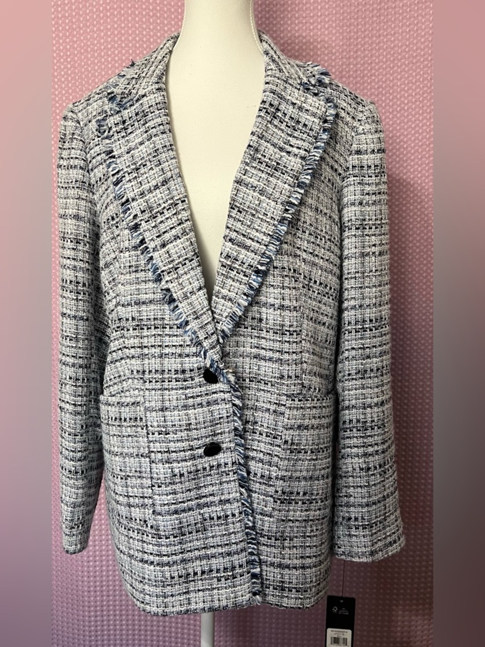 Karl Lagerfeld White and Black Tweed Top with Brand Tag